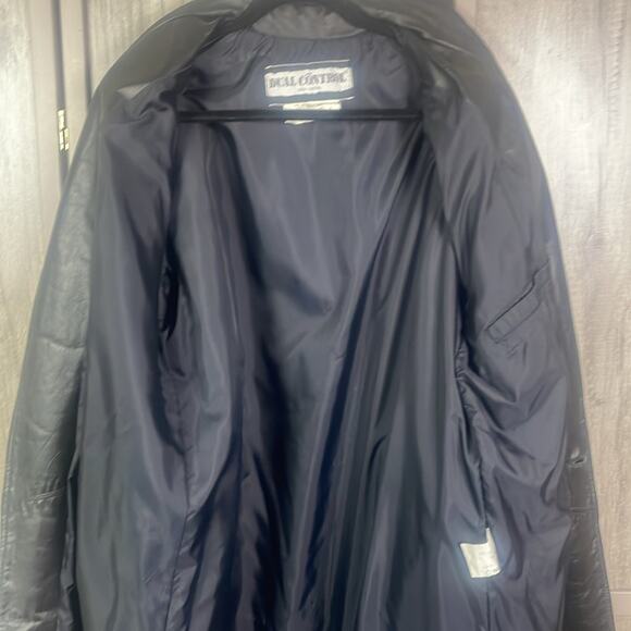 Vintage 80's Dual Control Tweed/Leather Maxi Trench Coat Women's M oversized - Picture 5 of 15